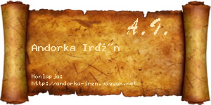 Andorka Irén névjegykártya